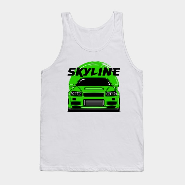 Green Skyline R34 Tank Top by GoldenTuners